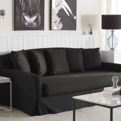 Black Polyester Sofa Slipcover for 3 Seater Couch Rectangular Cover Durable Everyday Protection
