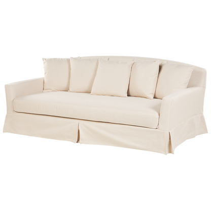 Beige Polyester Sofa Slipcover For 3 Seater Couch Rectangular Cover Easy Care Machine Washable