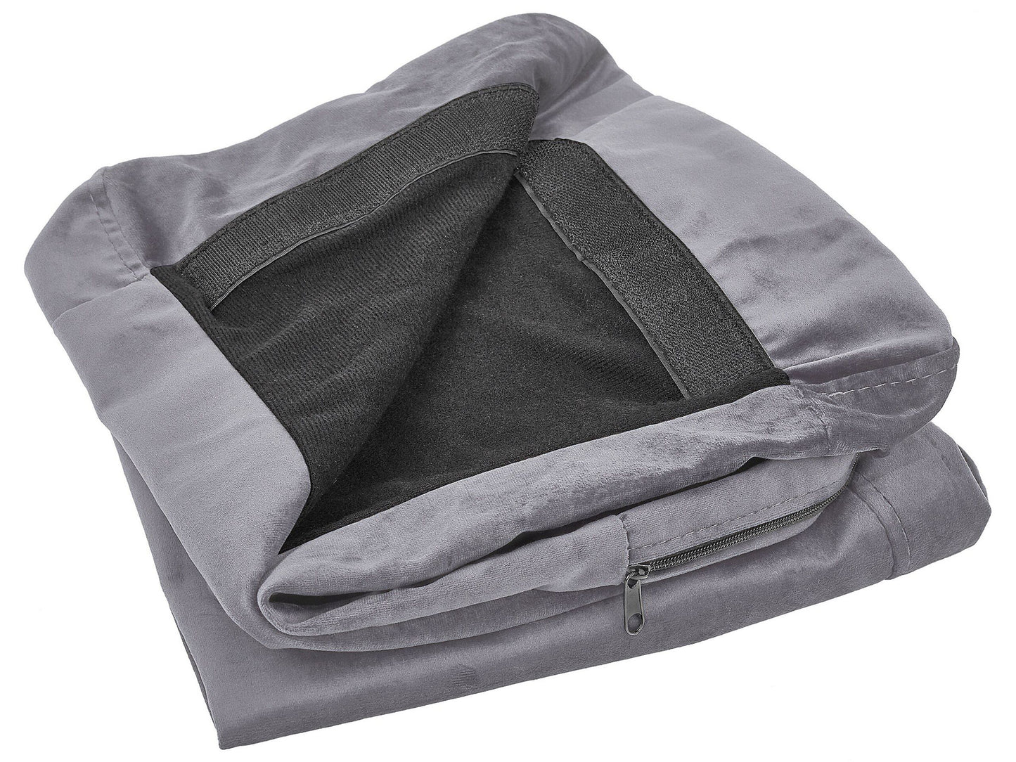 TwoSeater Sofa Slipcover Grey Velvet Zippered Cover