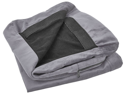 TwoSeater Sofa Slipcover Grey Velvet Zippered Cover