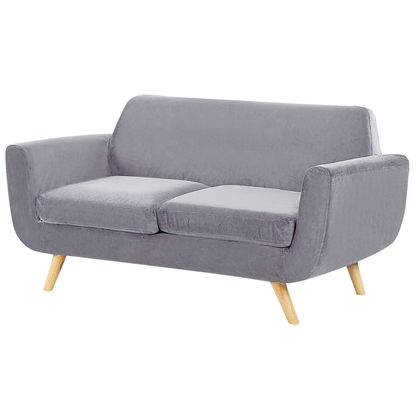 TwoSeater Sofa Slipcover Grey Velvet Zippered Cover