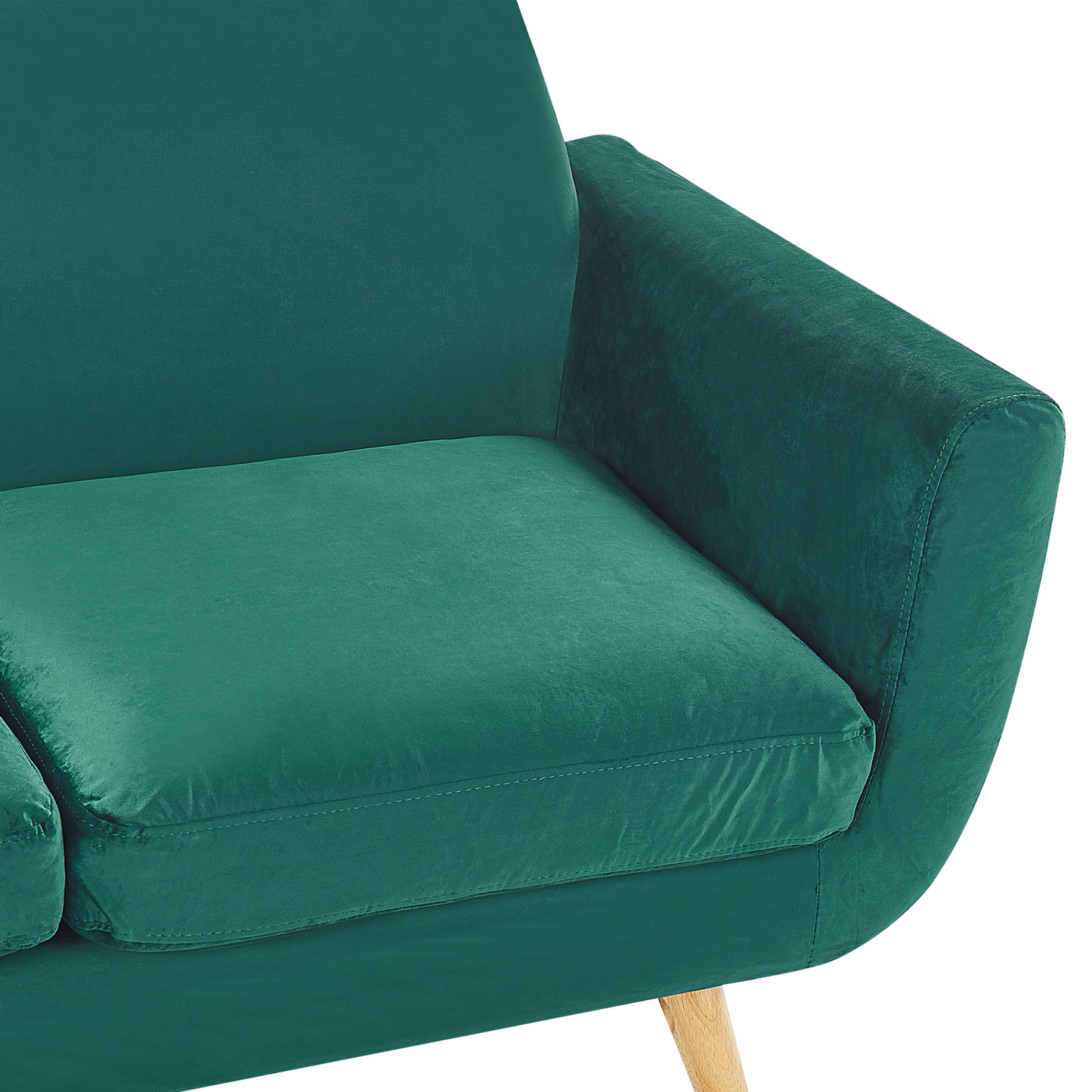 2-Seater Sofa Slipcover Green Velvet Removable Zippered Replacement Cover