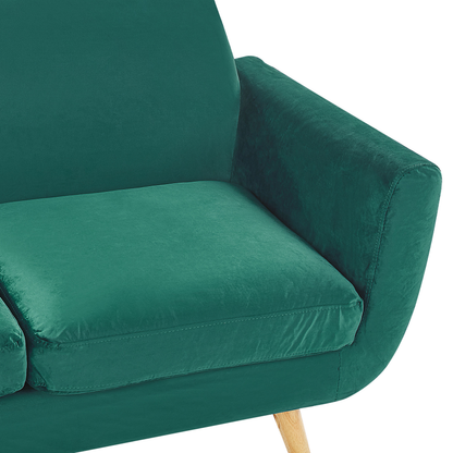2-Seater Sofa Slipcover Green Velvet Removable Zippered Replacement Cover