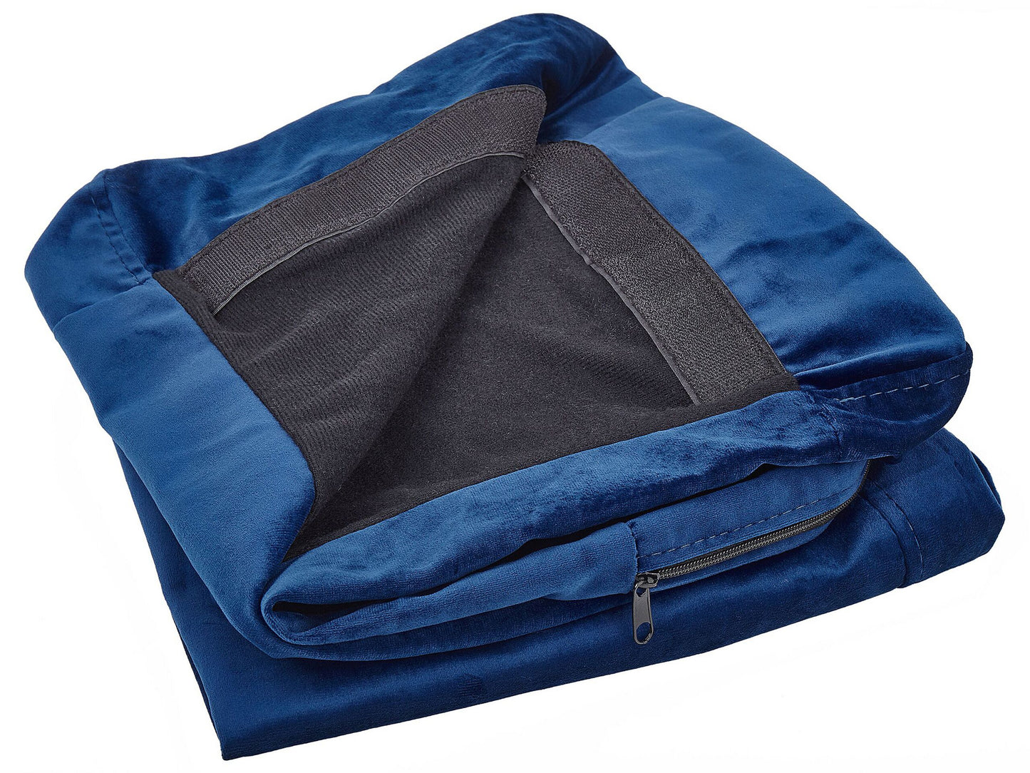 2 Seater Sofa Slipcover Blue Velvet Zippered Cover