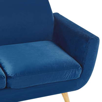 2 Seater Sofa Slipcover Blue Velvet Zippered Cover