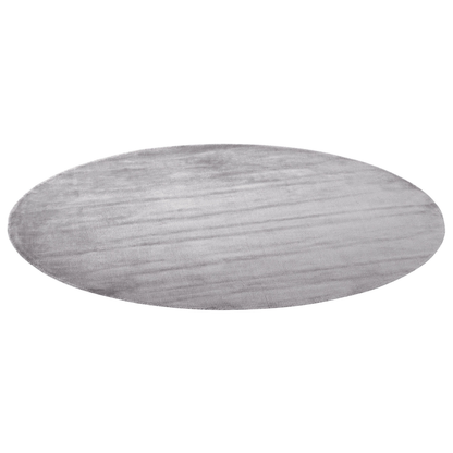 Light Grey Round Viscose Rug 140cm Hand Tufted