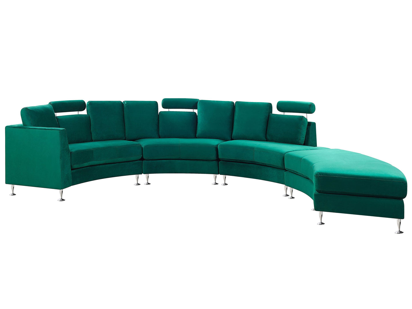 Velvetuxe Curve Sofa Dark Green 7 Seater With Adjustable Headrests