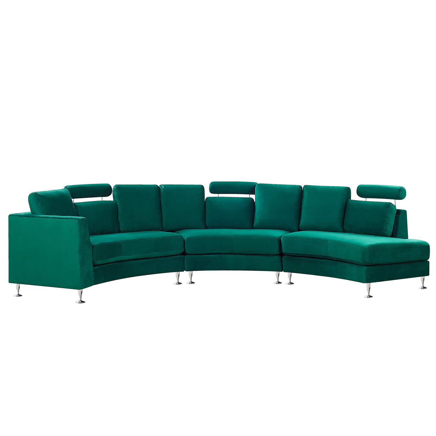 Velvetuxe Curve Sofa Dark Green 7 Seater With Adjustable Headrests