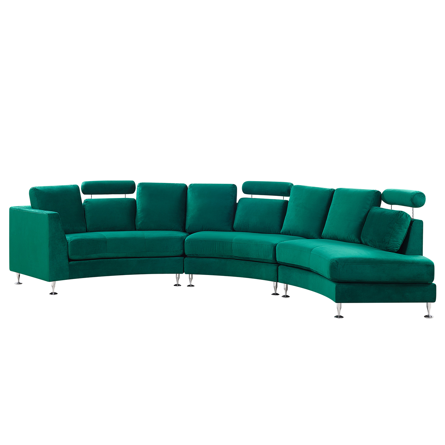 Velvetuxe Curve Sofa Dark Green 7 Seater With Adjustable Headrests