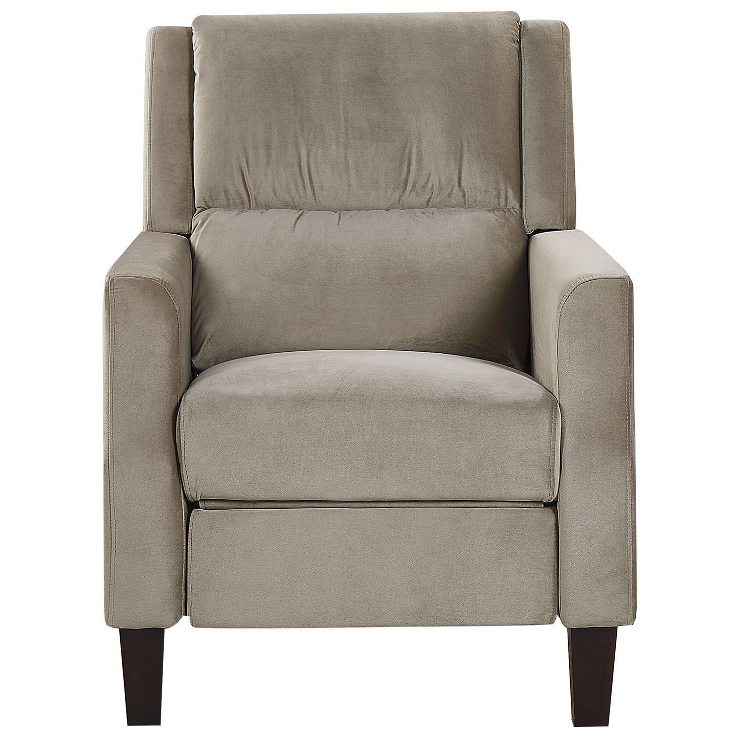 Taupe Velvet Recliner Chair Push-Back Footrest