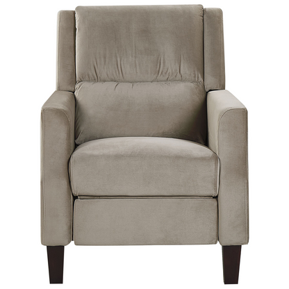 Taupe Velvet Recliner Chair Push-Back Footrest