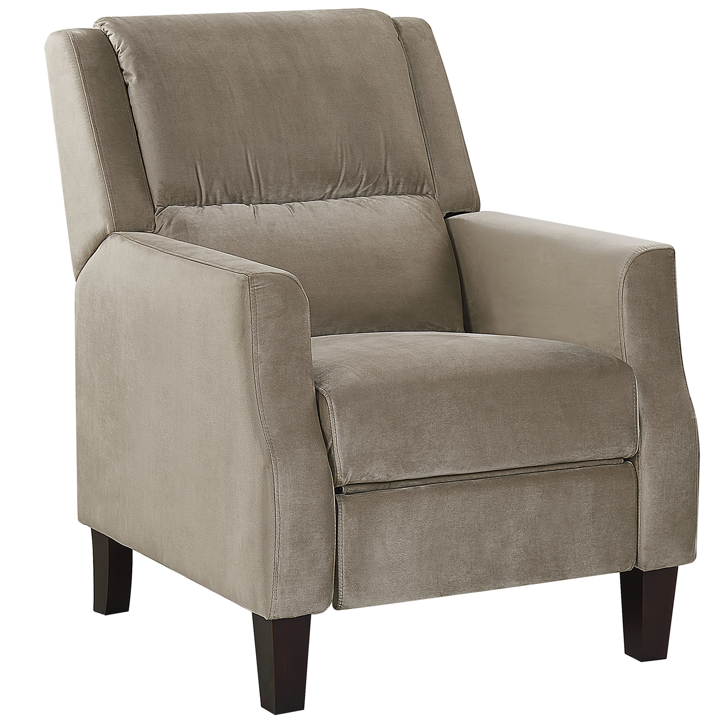 Taupe Velvet Recliner Chair Push-Back Footrest