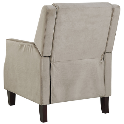 Taupe Velvet Recliner Chair Push-Back Footrest