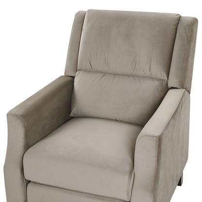 Taupe Velvet Recliner Chair Push-Back Footrest