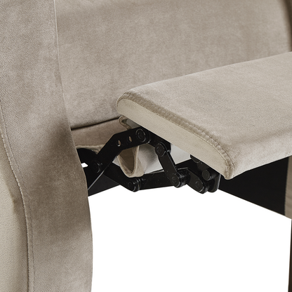 Taupe Velvet Recliner Chair Push-Back Footrest
