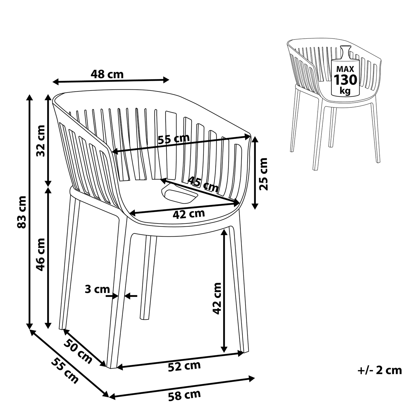 White Indoor Outdoor Stackable Slatted Back Dining Chair