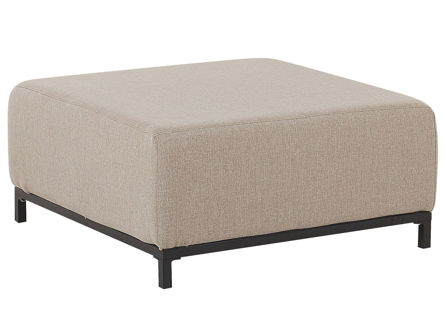 Ottoman Beige Fabric Upholstery With Black Aluminium Legs Indoor Outdoor Water Resistant