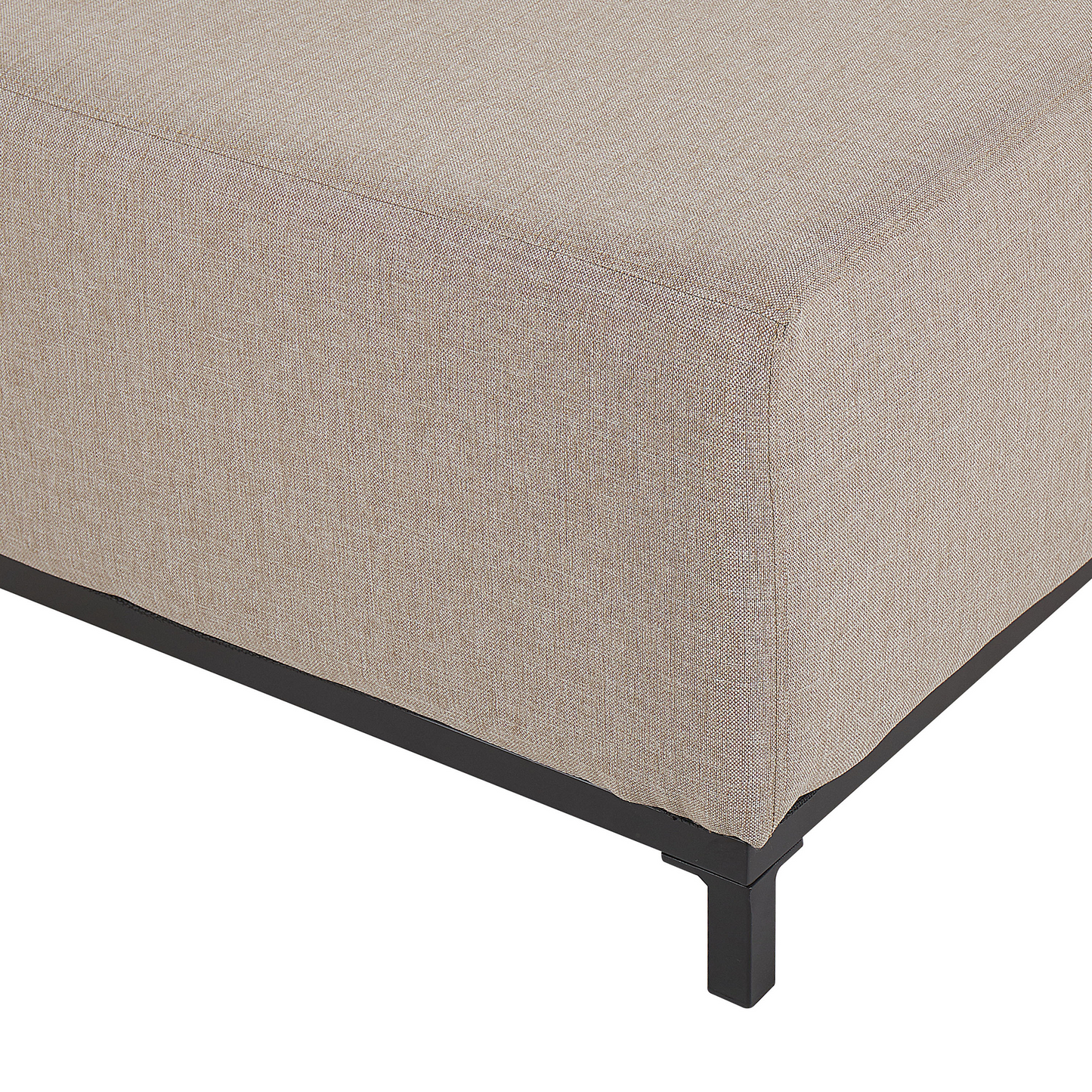Ottoman Beige Fabric Upholstery With Black Aluminium Legs Indoor Outdoor Water Resistant