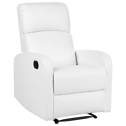 Recliner Chair White Faux Leather with USB Port and Footrest