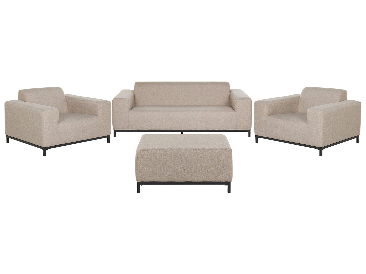 Beige Fabric 5 Seater Outdoor Sofa Set With Ottoman