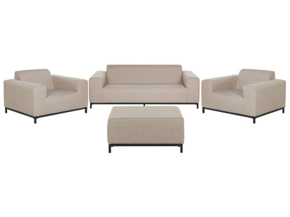 Beige Fabric 5 Seater Outdoor Sofa Set With Ottoman
