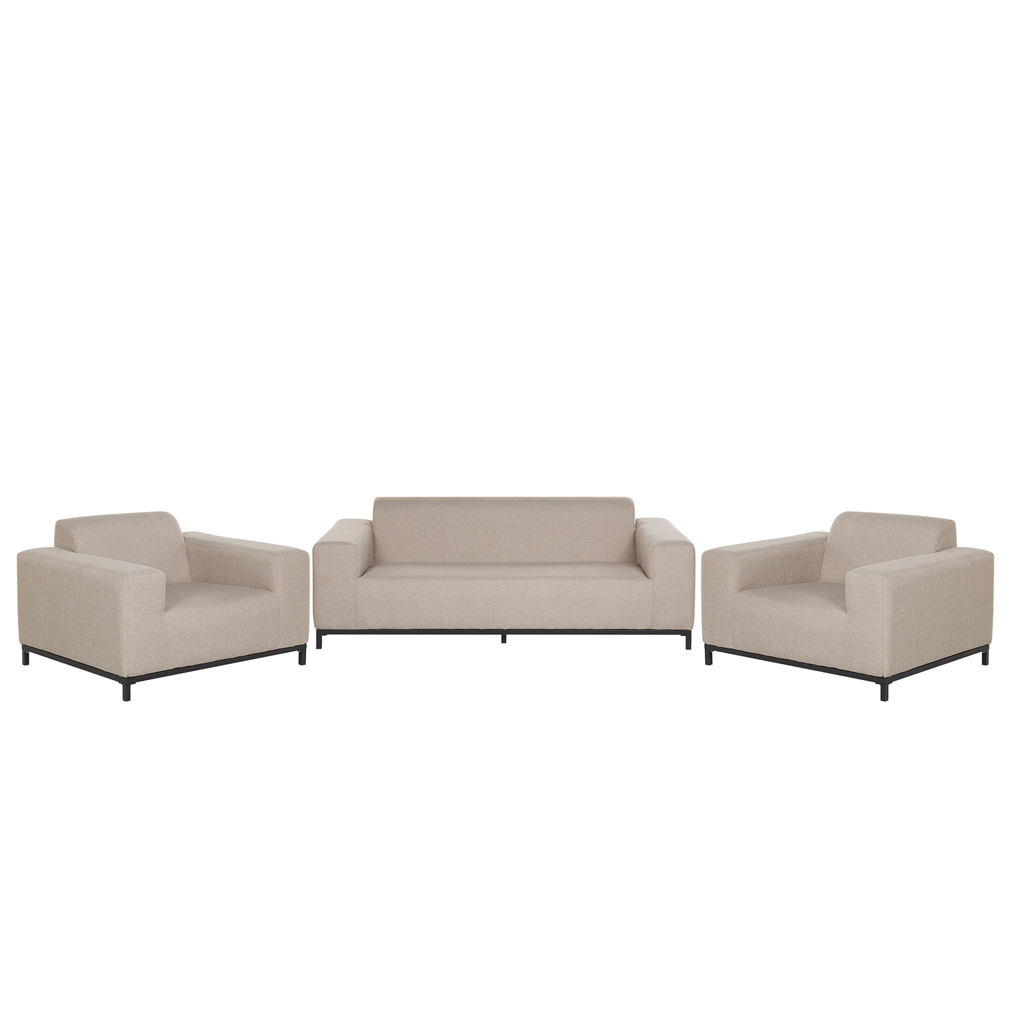 Beige Fabric 5 Seater Outdoor Sofa Set With Ottoman