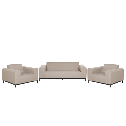Beige Fabric 5 Seater Outdoor Sofa Set With Ottoman