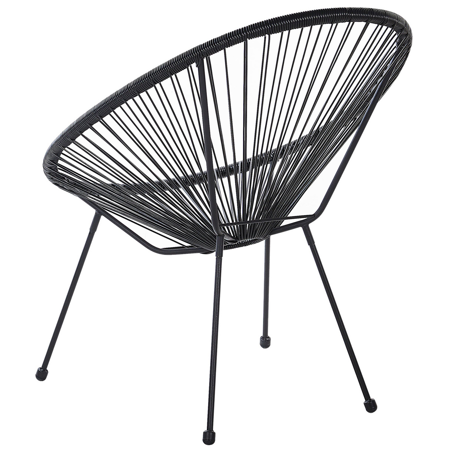 Garden Chair Black PE Rattan Papasan Modern With String Weaving And Powder Coated Steel Base