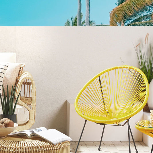 Yellow PE Rattan Papasan Chair Modern
