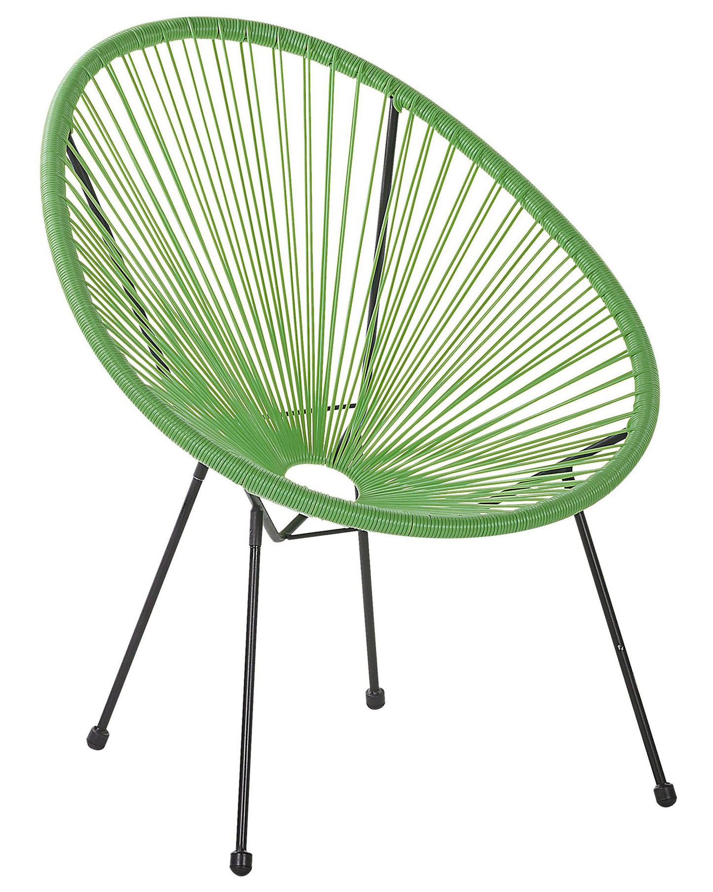 Garden Chair Green PE Rattan Papasan Modern Indoor Outdoor Accent Chair With Steel Base