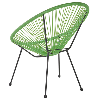 Garden Chair Green PE Rattan Papasan Modern Indoor Outdoor Accent Chair With Steel Base