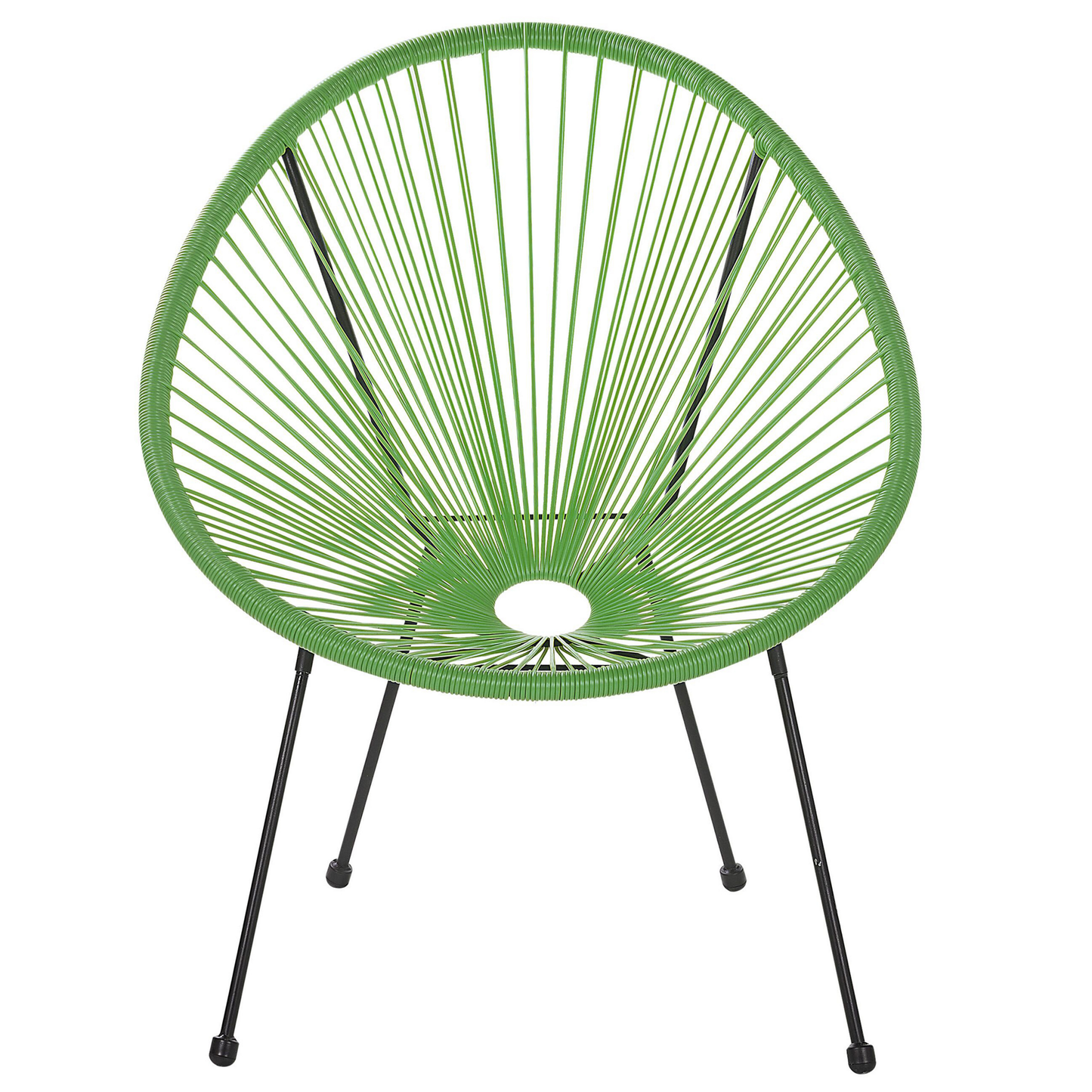 Garden Chair Green PE Rattan Papasan Modern Indoor Outdoor Accent Chair With Steel Base