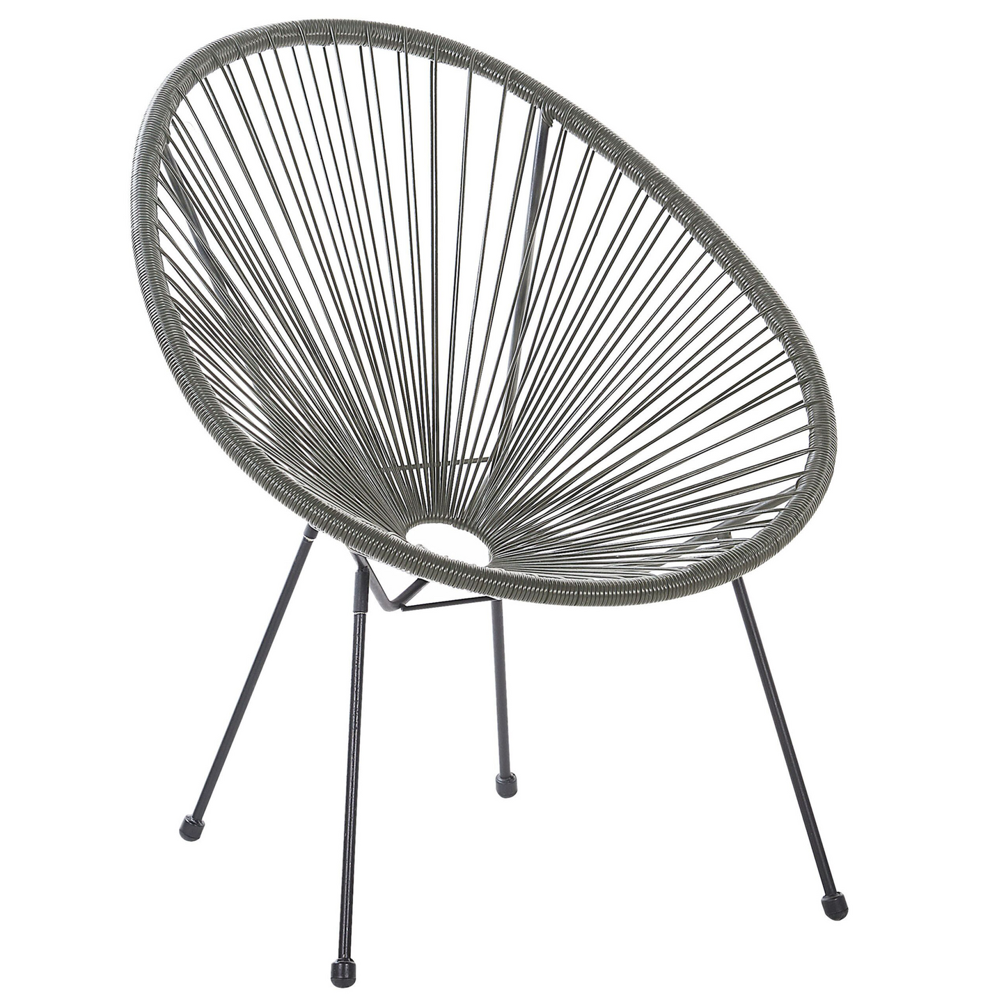 Papasan Garden Chairs Set of 2 Dark Grey PE Rattan Modern Outdoor Seats