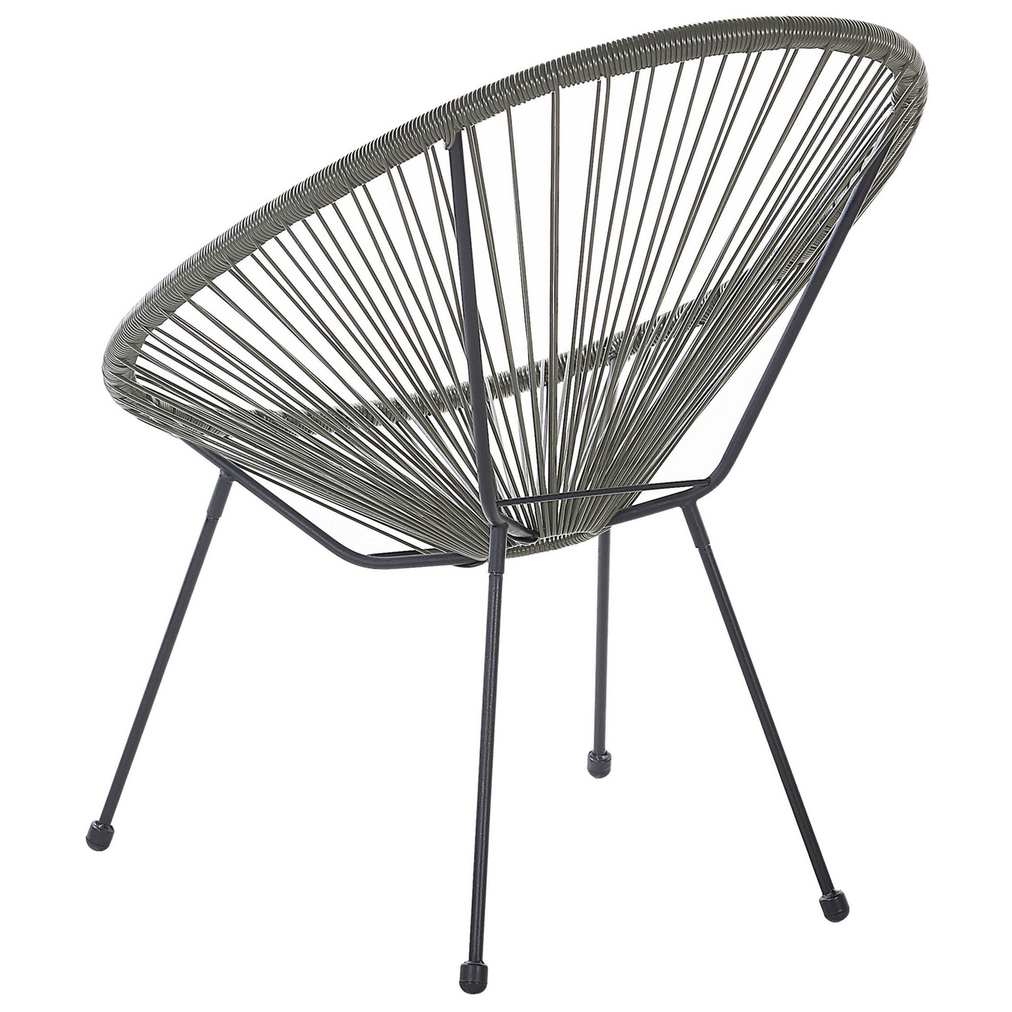 Papasan Garden Chairs Set of 2 Dark Grey PE Rattan Modern Outdoor Seats