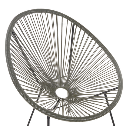 Papasan Garden Chairs Set of 2 Dark Grey PE Rattan Modern Outdoor Seats