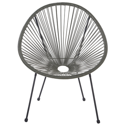 Papasan Garden Chairs Set of 2 Dark Grey PE Rattan Modern Outdoor Seats