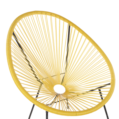 Set Of 2 Yellow PE Rattan Papasan Chairs Modern Outdoor Garden Seating For Patio