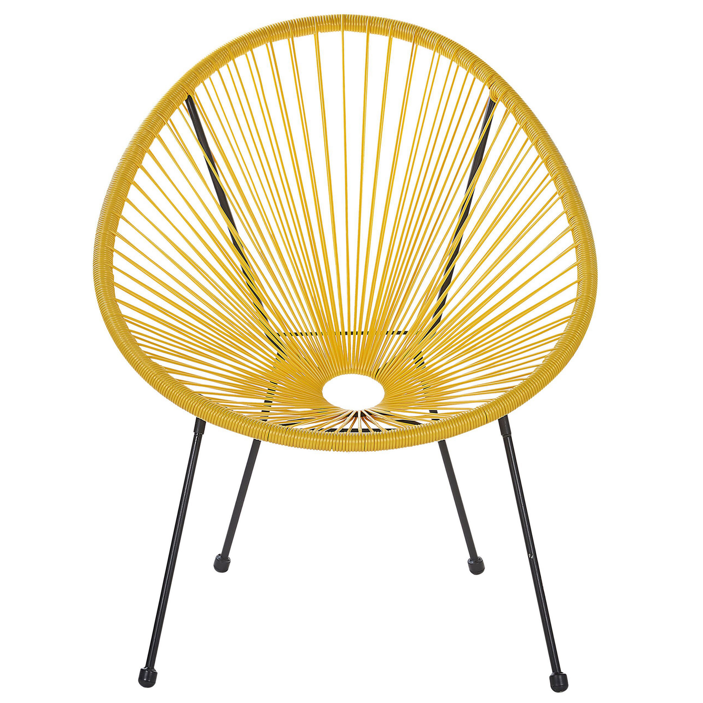 Set Of 2 Yellow PE Rattan Papasan Chairs Modern Outdoor Garden Seating For Patio
