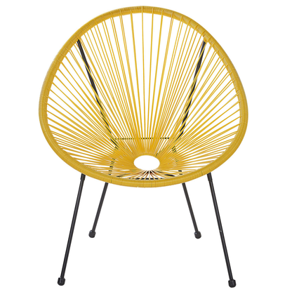 Set Of 2 Yellow PE Rattan Papasan Chairs Modern Outdoor Garden Seating For Patio