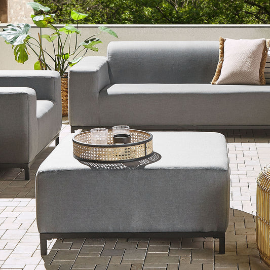 Water Resistant Grey Fabric Ottoman With Black Aluminum Legs