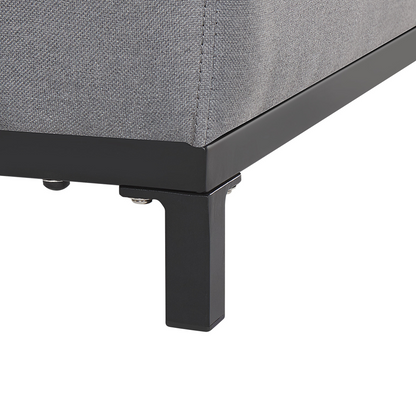 Water Resistant Grey Fabric Ottoman With Black Aluminum Legs