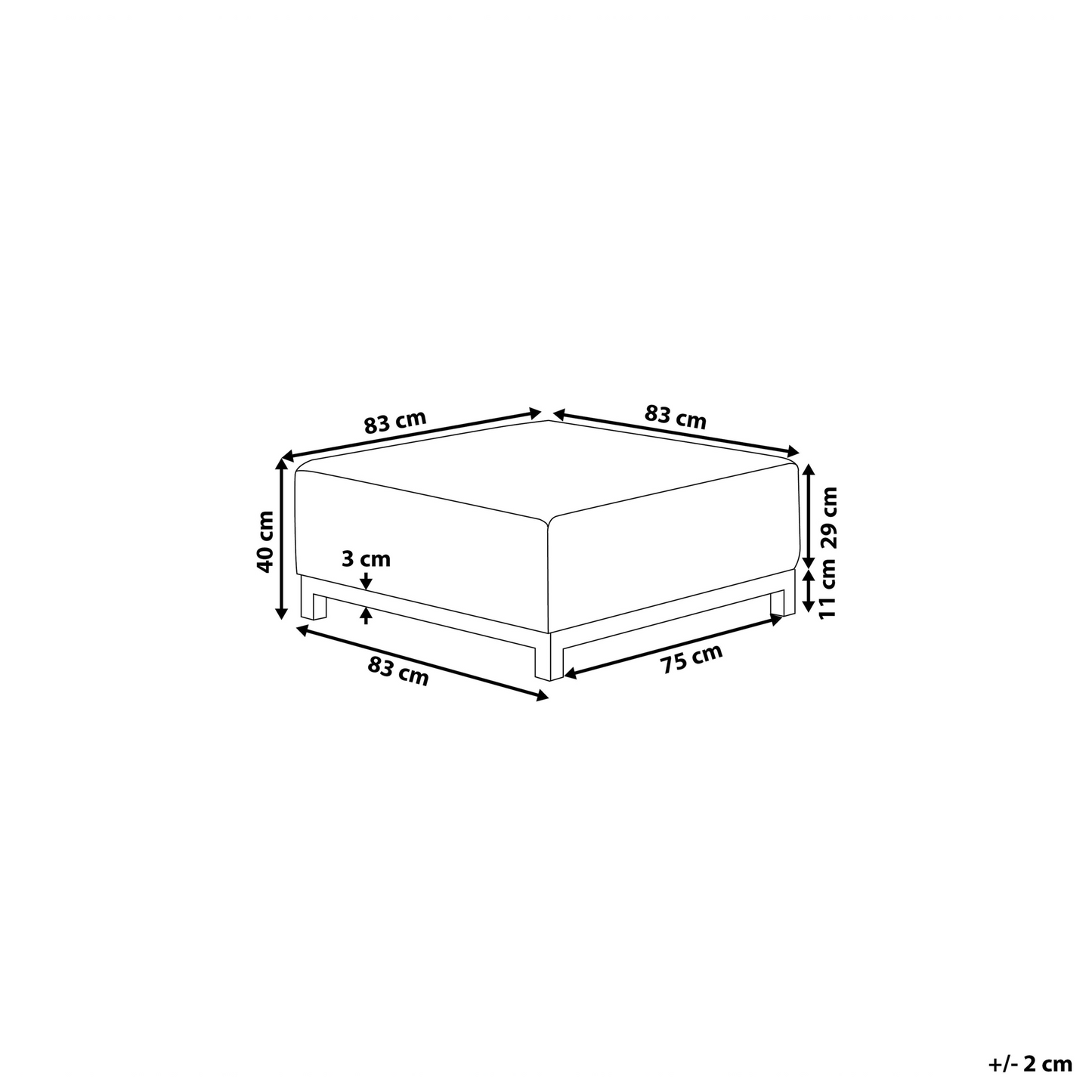 Water Resistant Grey Fabric Ottoman With Black Aluminum Legs