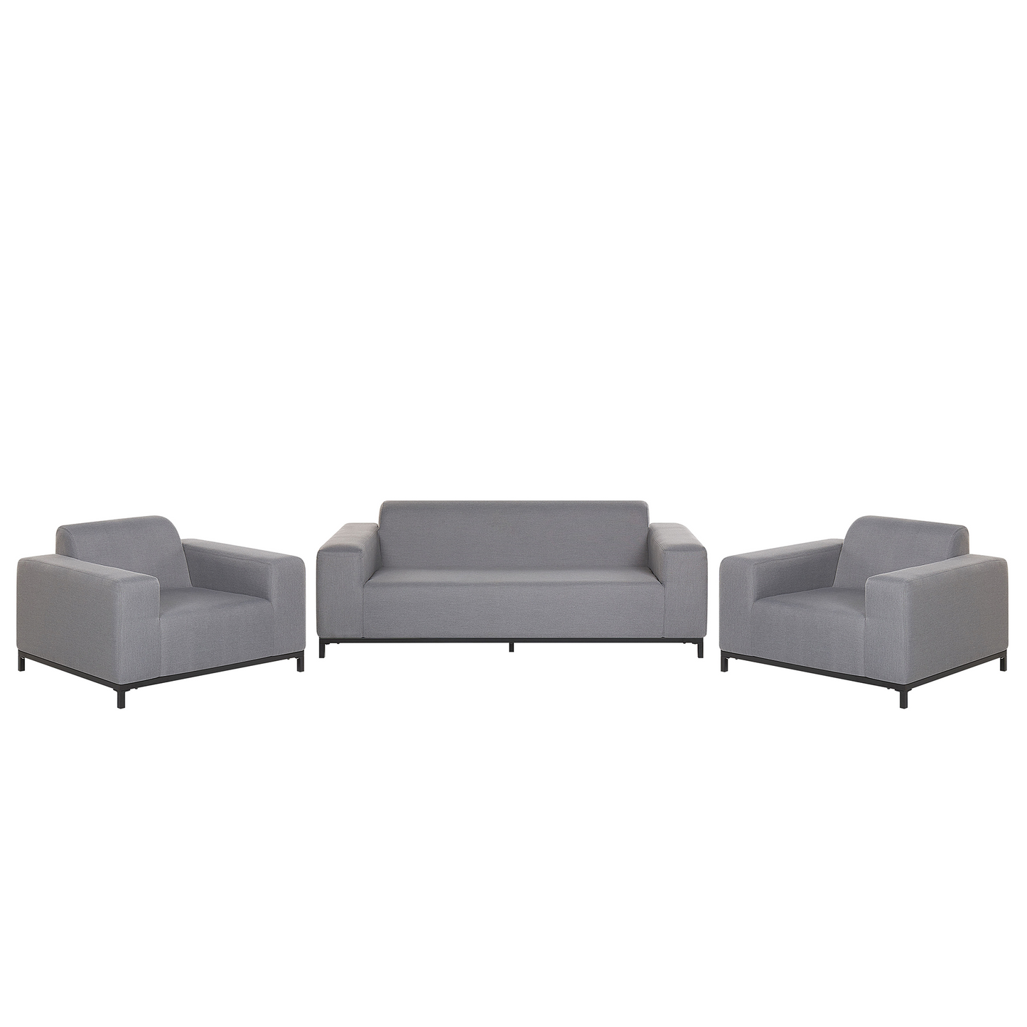5 Seater Beige Fabric Outdoor Sofa Set With Ottoman