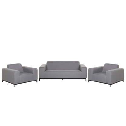 5 Seater Beige Fabric Outdoor Sofa Set With Ottoman