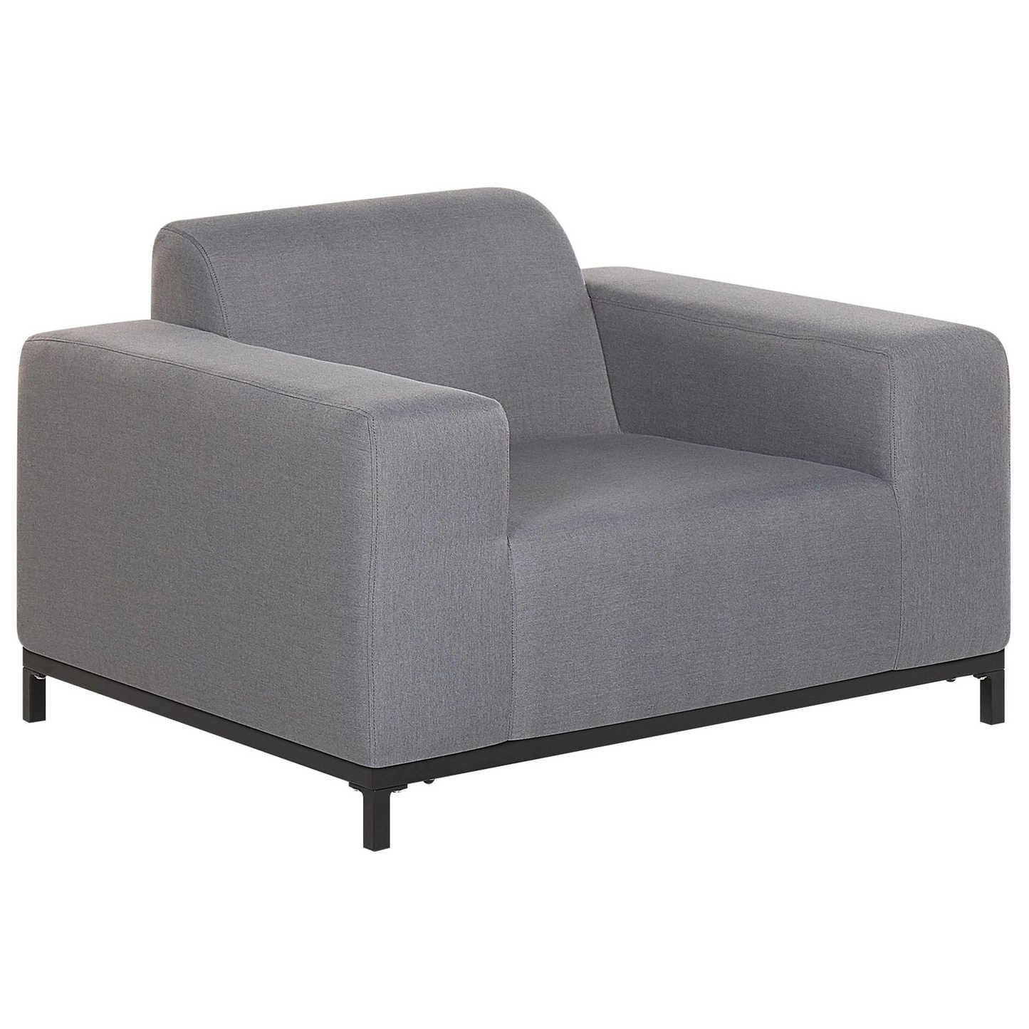5 Seater Beige Fabric Outdoor Sofa Set With Ottoman