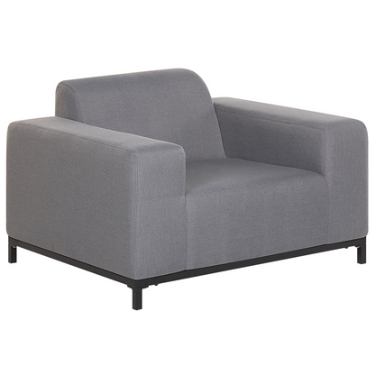 5 Seater Beige Fabric Outdoor Sofa Set With Ottoman