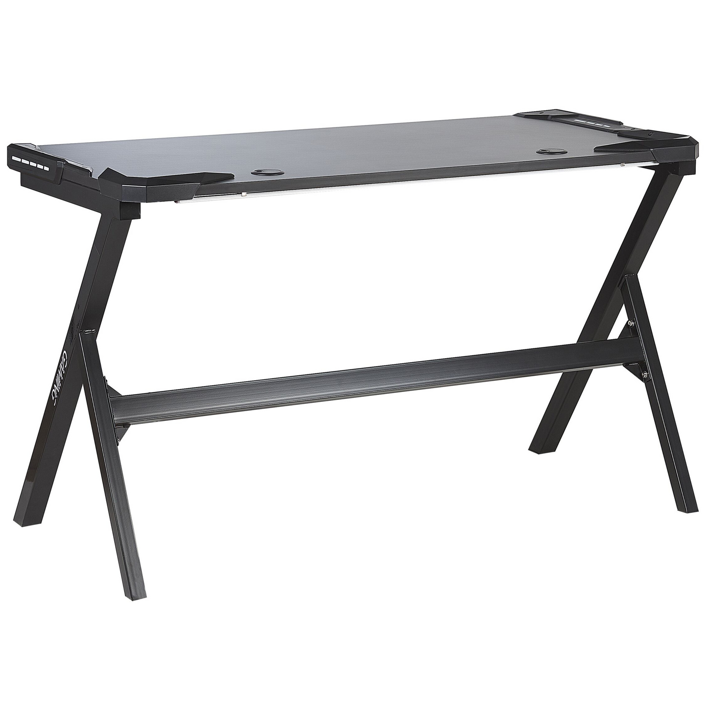 NovaOffice Gaming Desk 120x60 Cm Black MDF Metal Legs RGB Lights