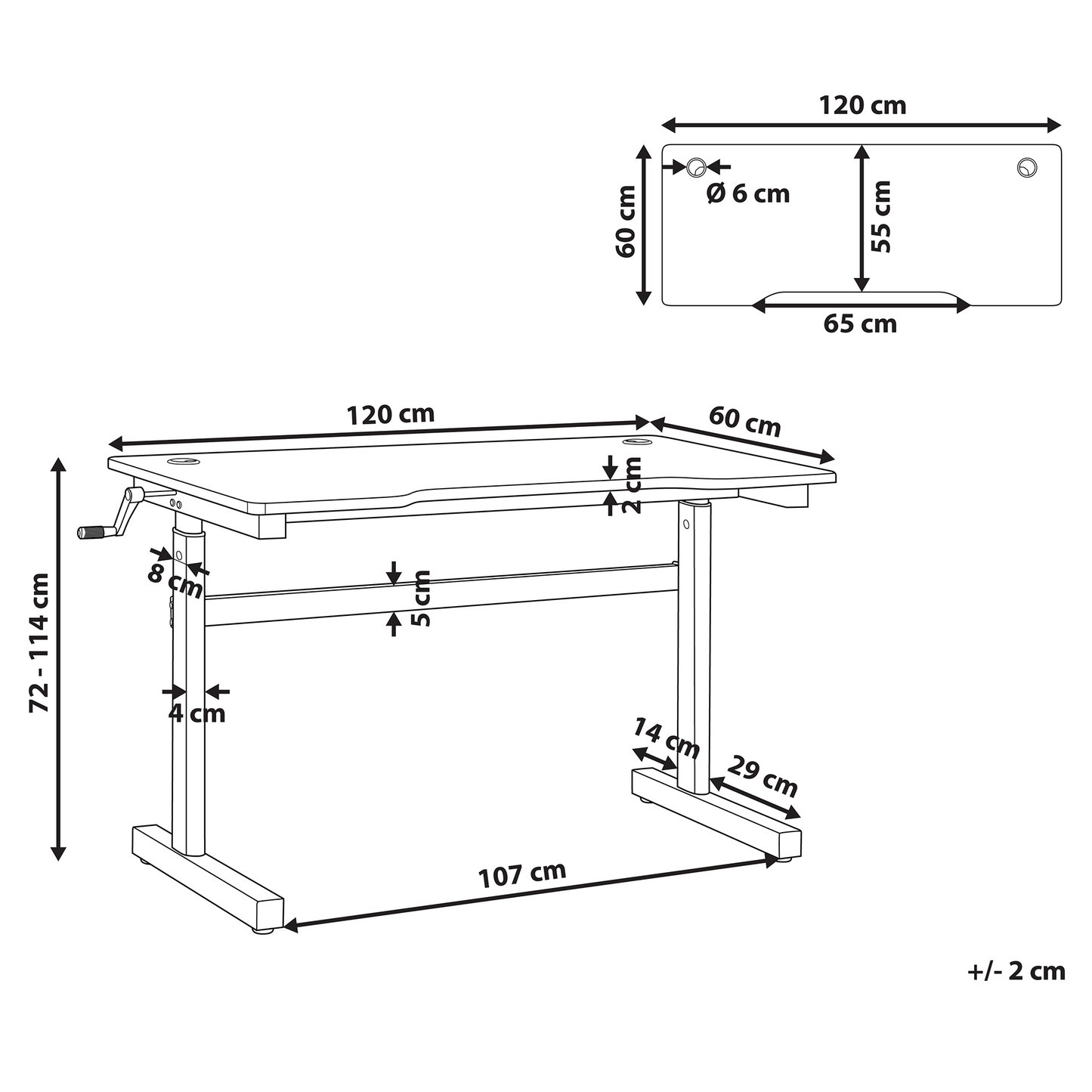 NovaForge Adjustable Gaming Desk 120x60cm Black With RGB Lights