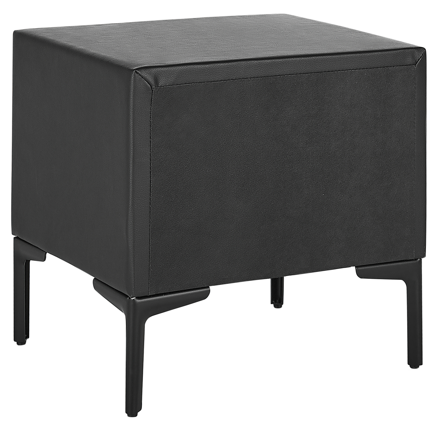 Bedside Table Black PU Leather Two Drawer Nightstand 44 x 38