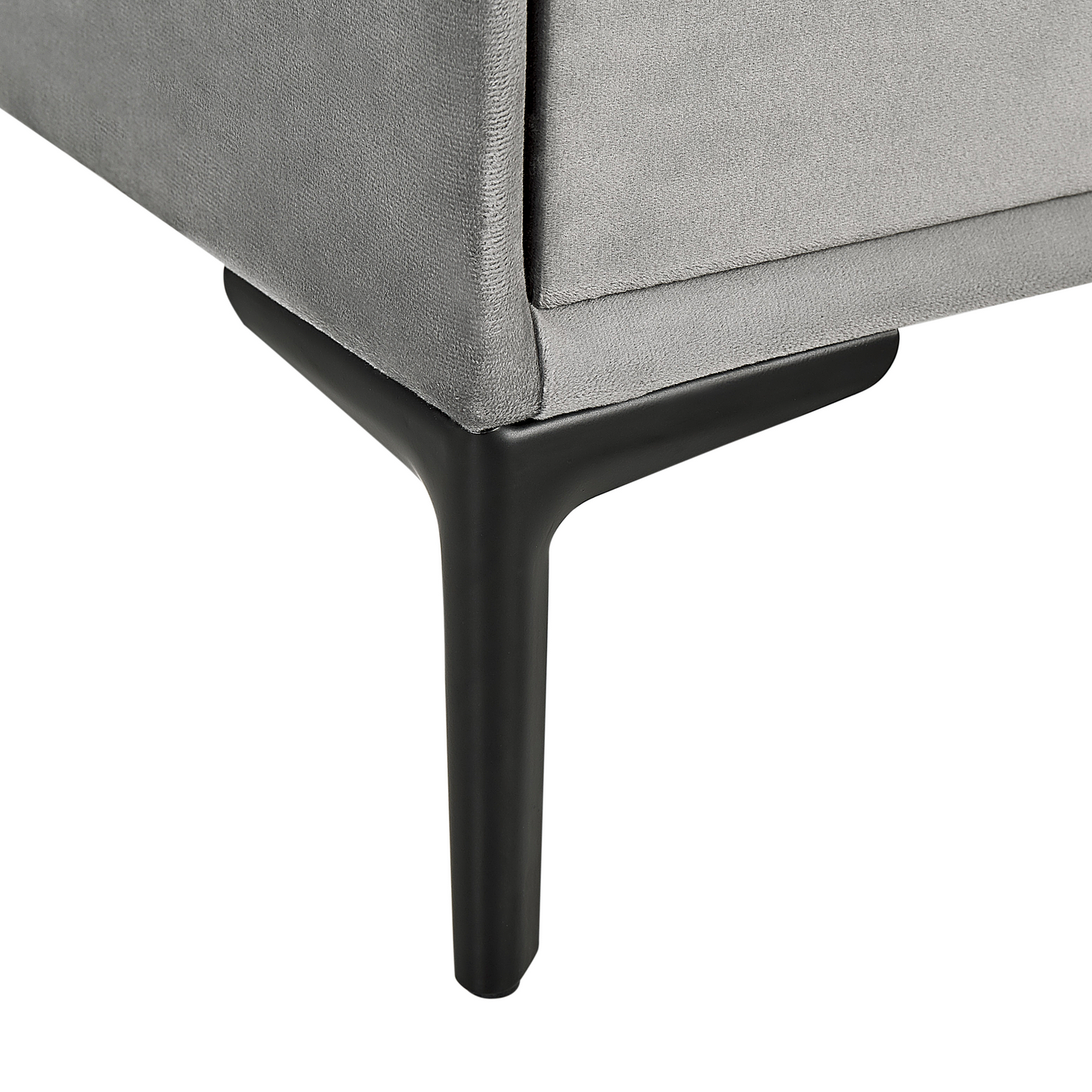 BedsideTable Velvet Grey Black Metal Legs 2 Drawers 44 x 38cm